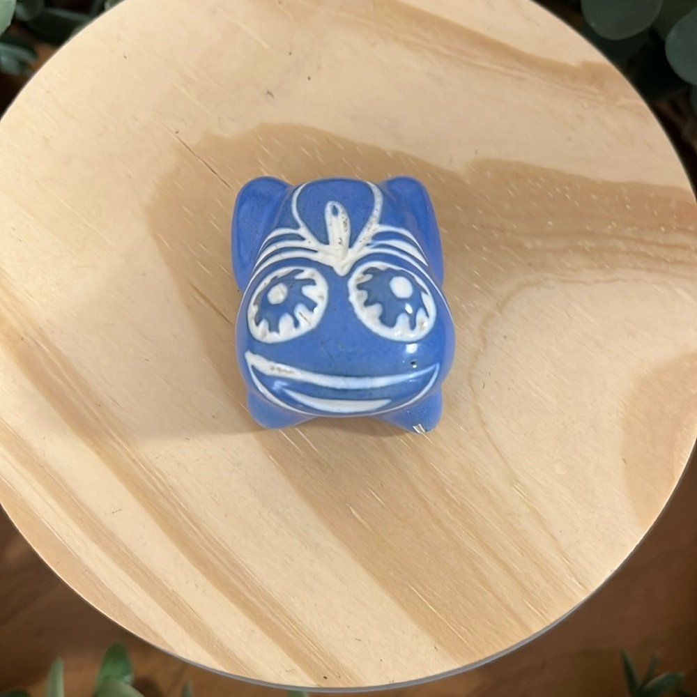Pablo Zabal Chile Pottery Frog Signed Vintage Collectible Blue and White frog
